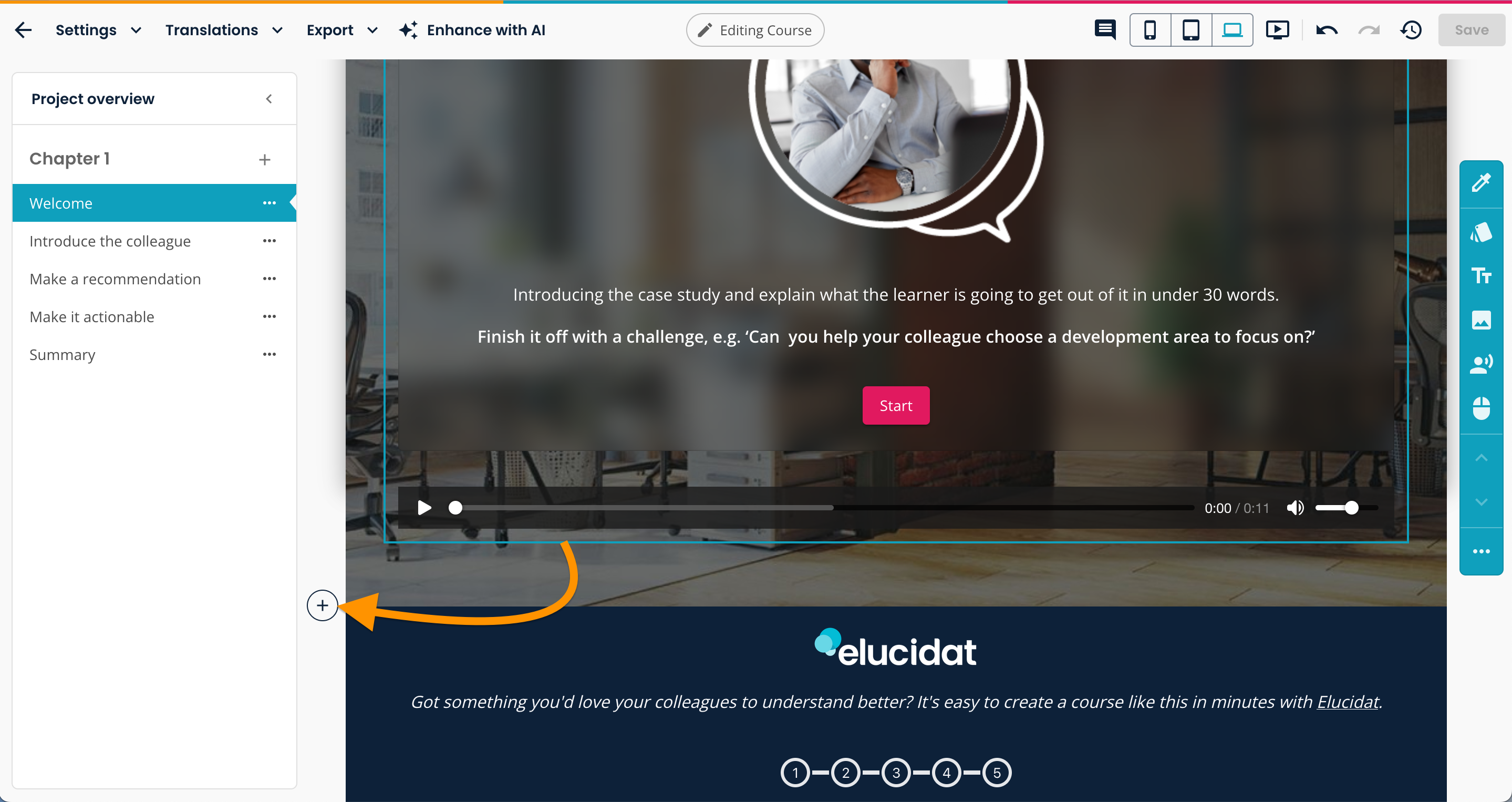 Create, arrow pointing to add section icon in example Project.png