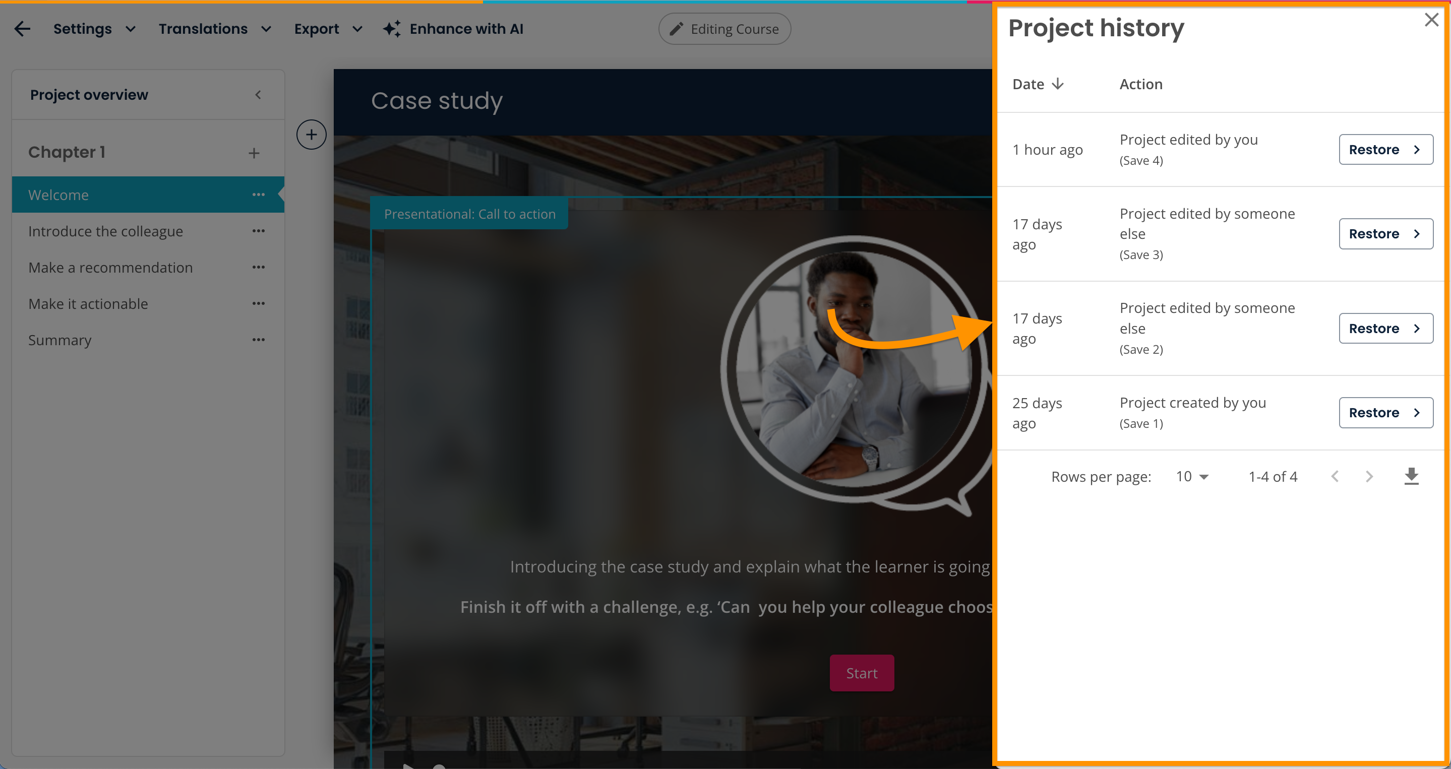 Create, Edit history menu pane open in Project.png