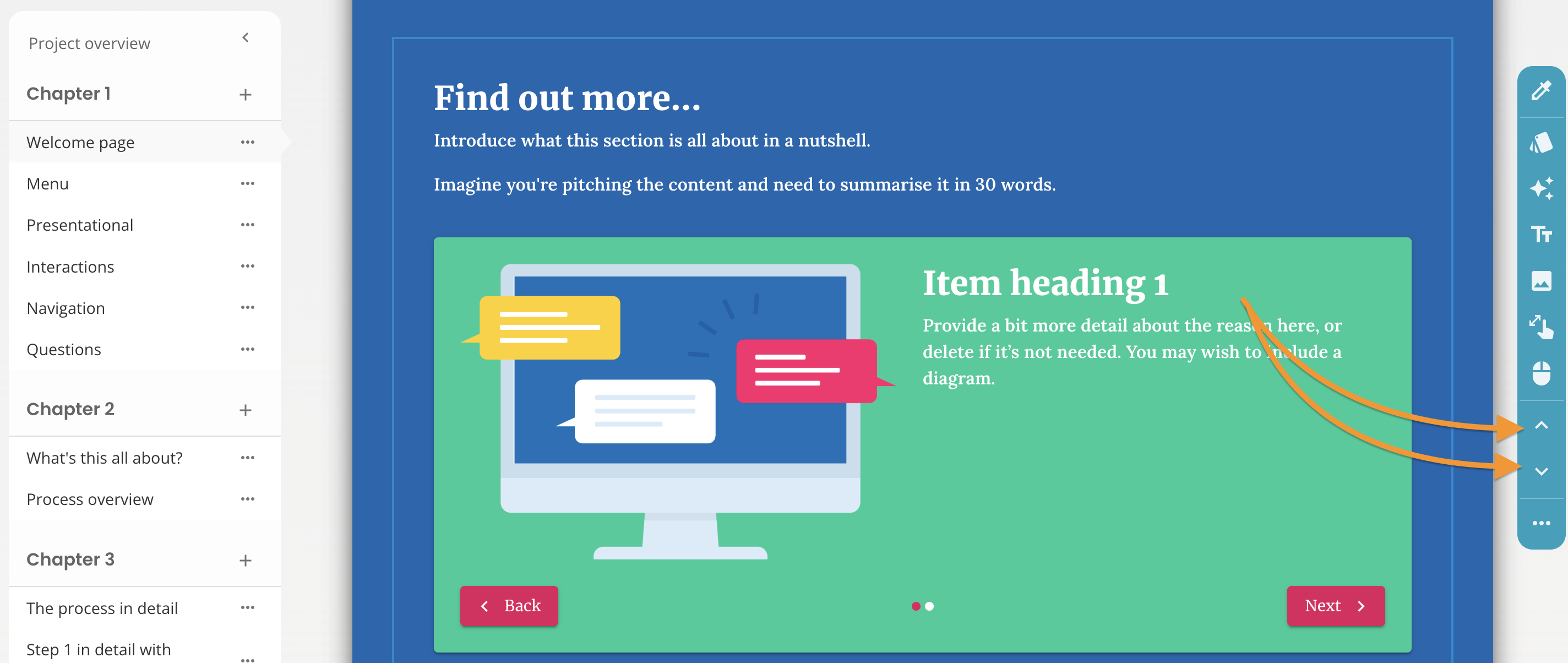 Create, Project Toolbar, Move up and Move down.png