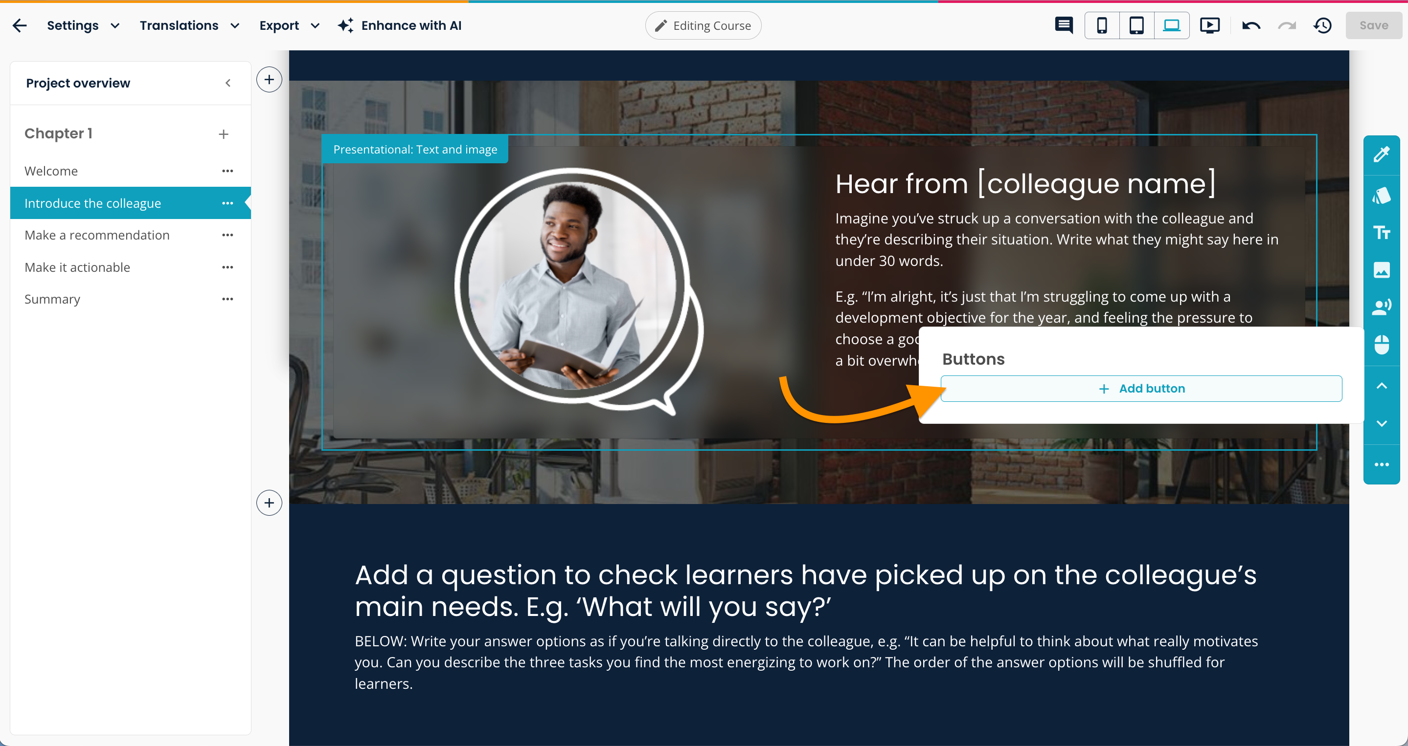 Create, arrow pointing to button accordion in Links and Buttons modal .png