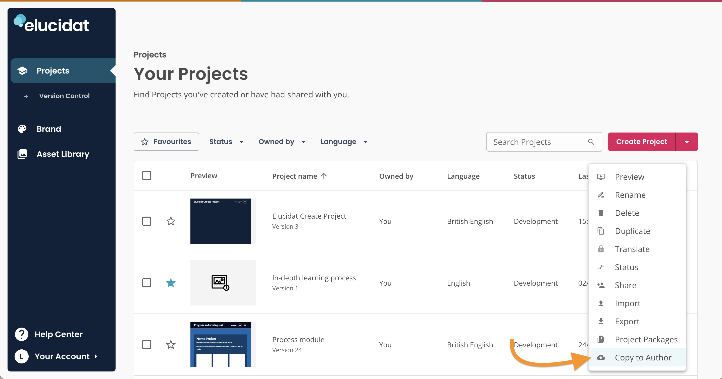 Create, Project library, ellipsis menu, copy to author.png