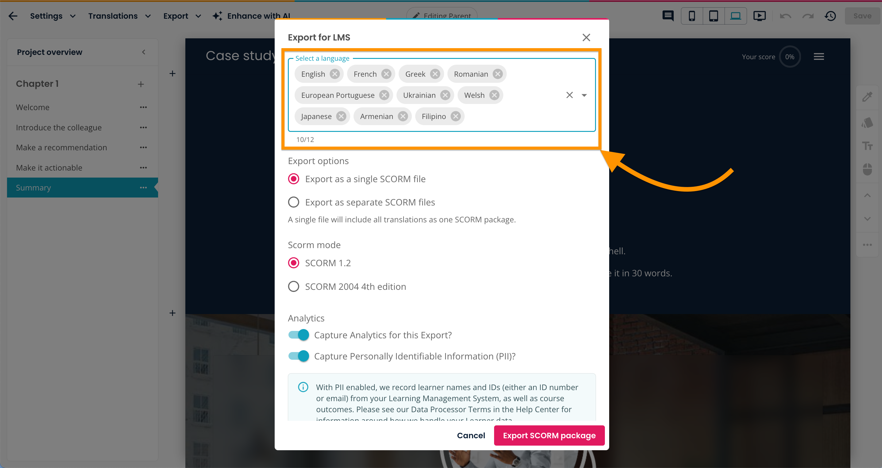 elucreate-parent-export-for-lms-select-language