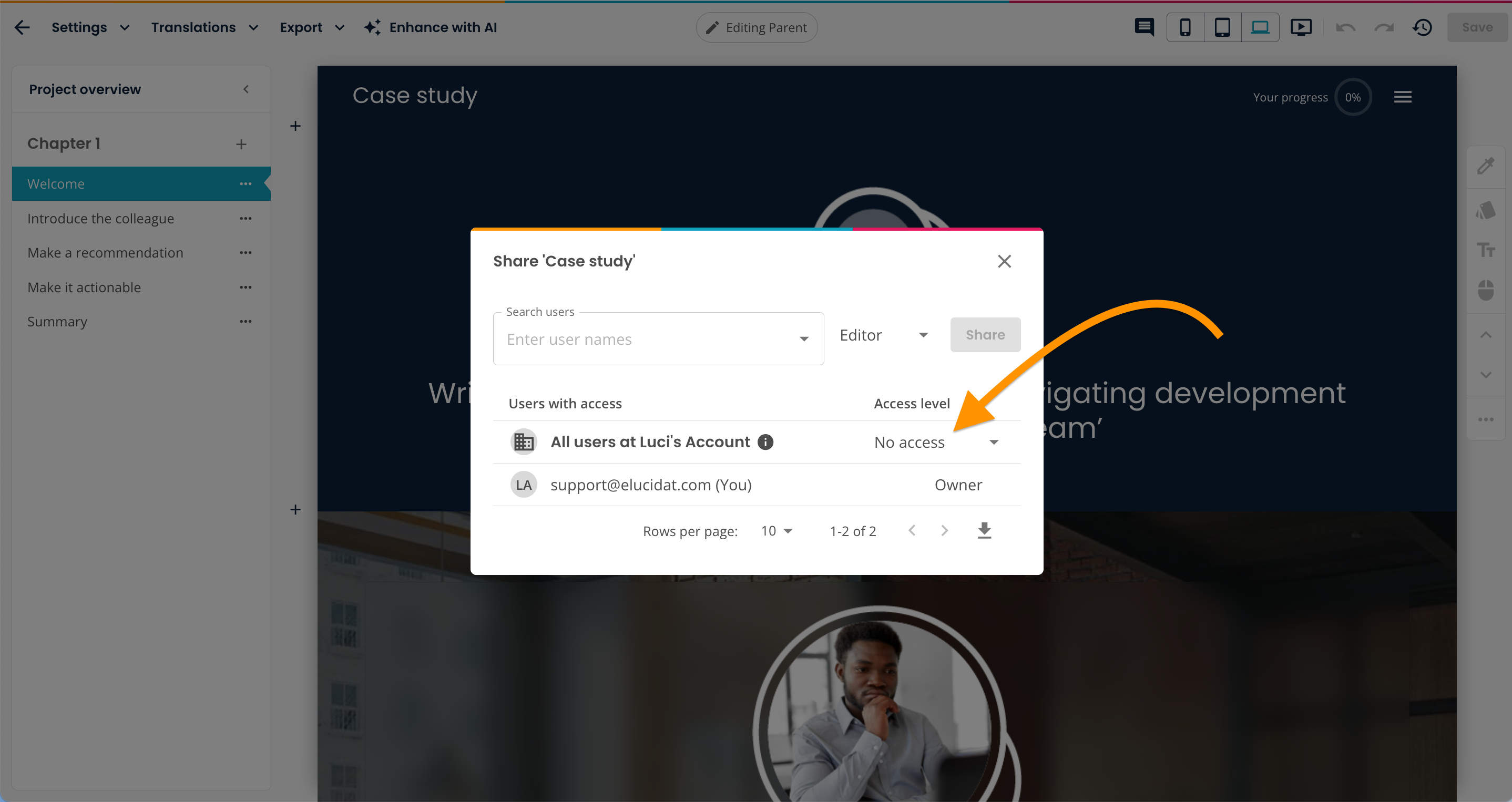 elucreate-project-share-modal-organisation-access-level